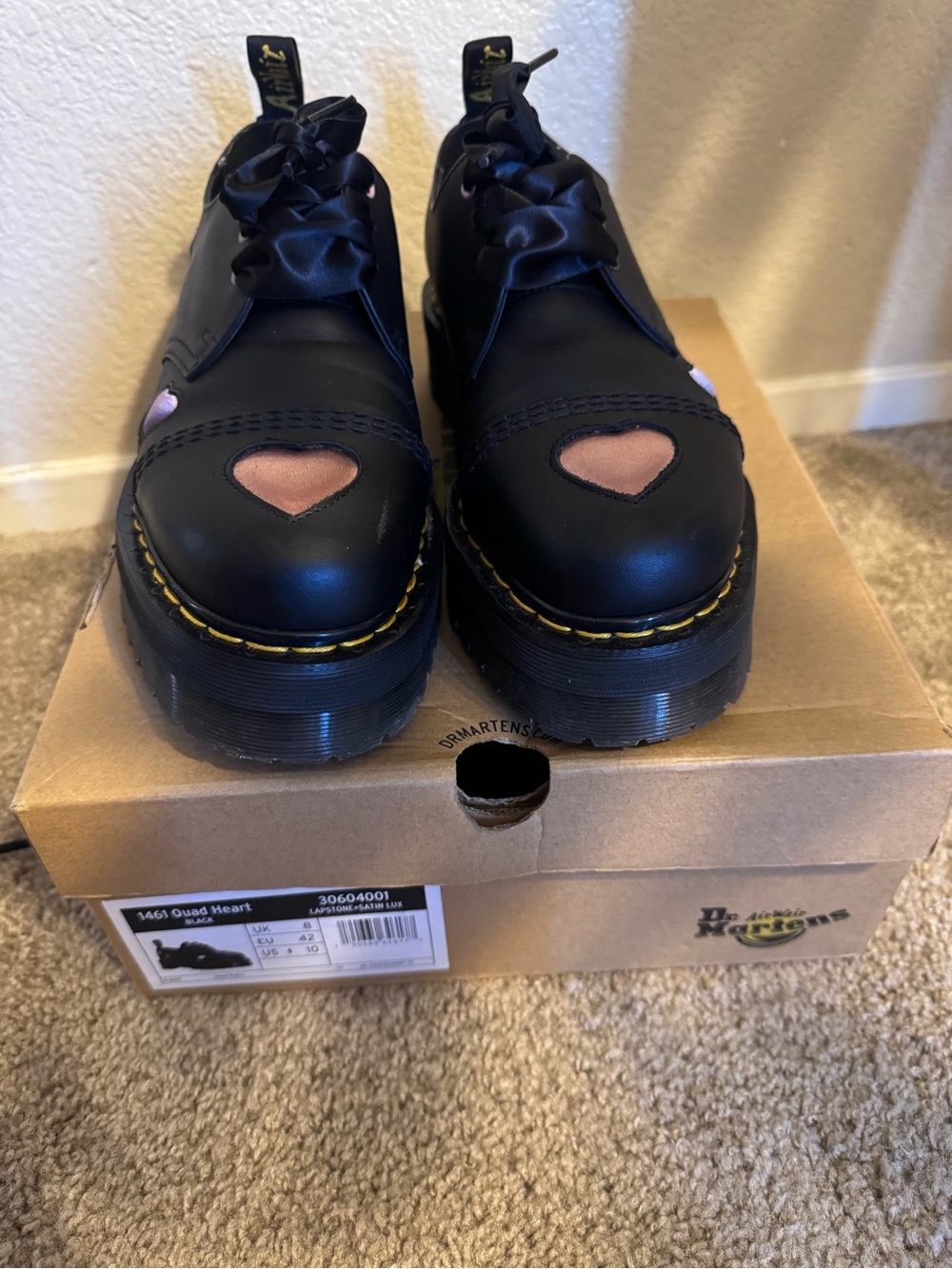 Dr. Martens Quad Heart Black womens  Shoes - Lapstone + Satin Lux